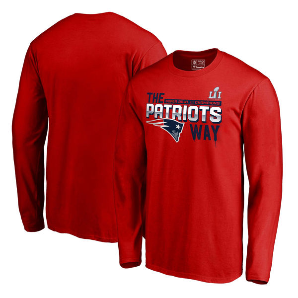 New England Patriots Pro Line by Fanatics Branded Super Bowl LI Champions Local Way Long Sleeve T-Shirt - Red